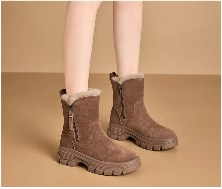 Soft Fur-Lined Wedge Snow Boots