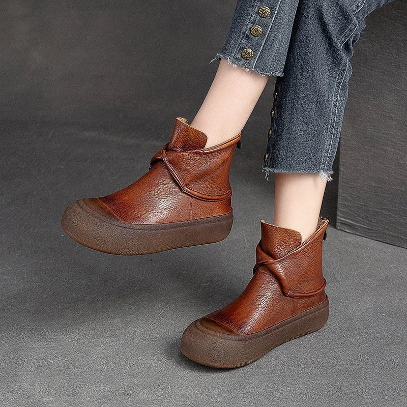 British Moccasins Wedge Ankle Boots