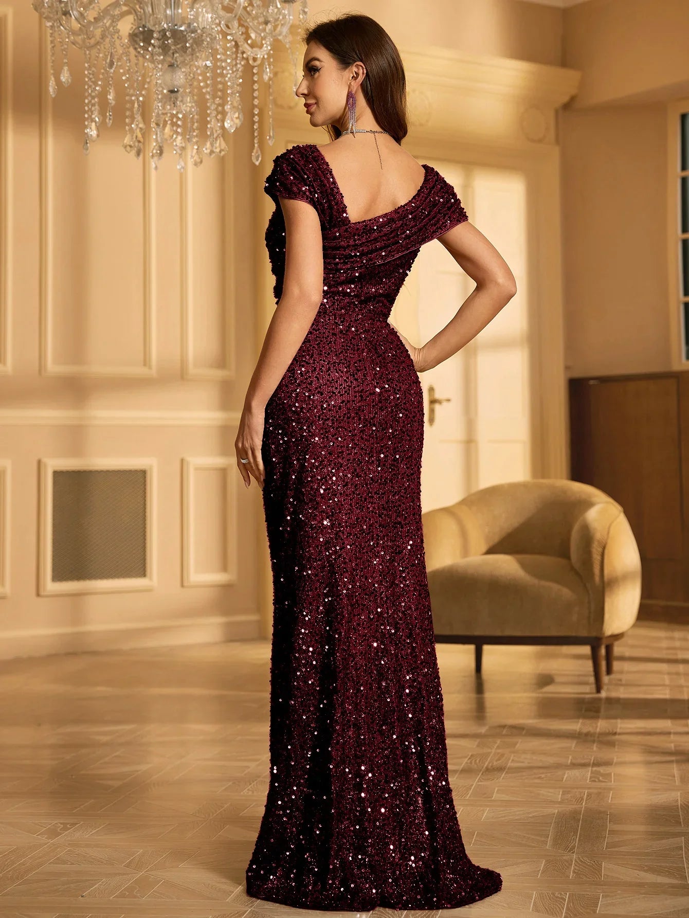 Regal Glitter Sequin Party Dress