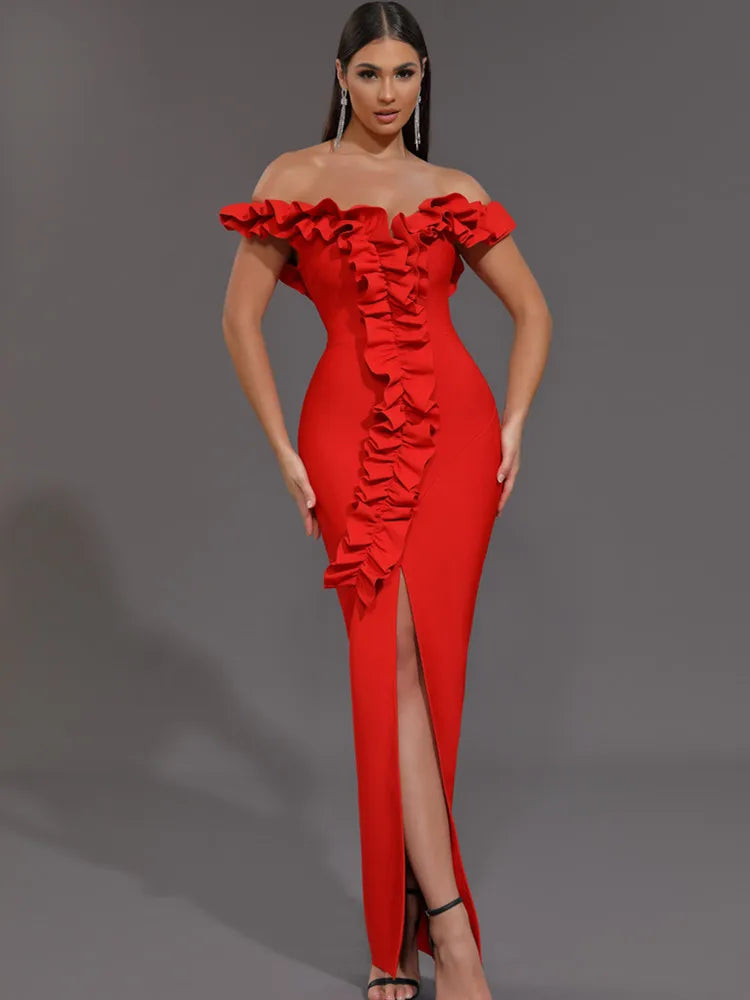 Ruffles Off-Shoulder Party Dress