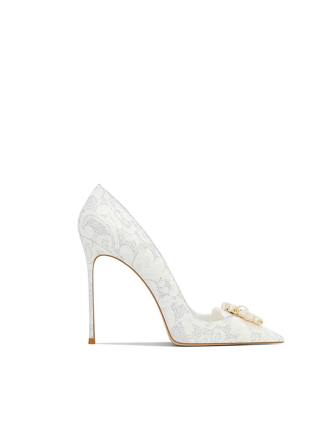 Elegant Lace Bead Flower Stiletto High Heels