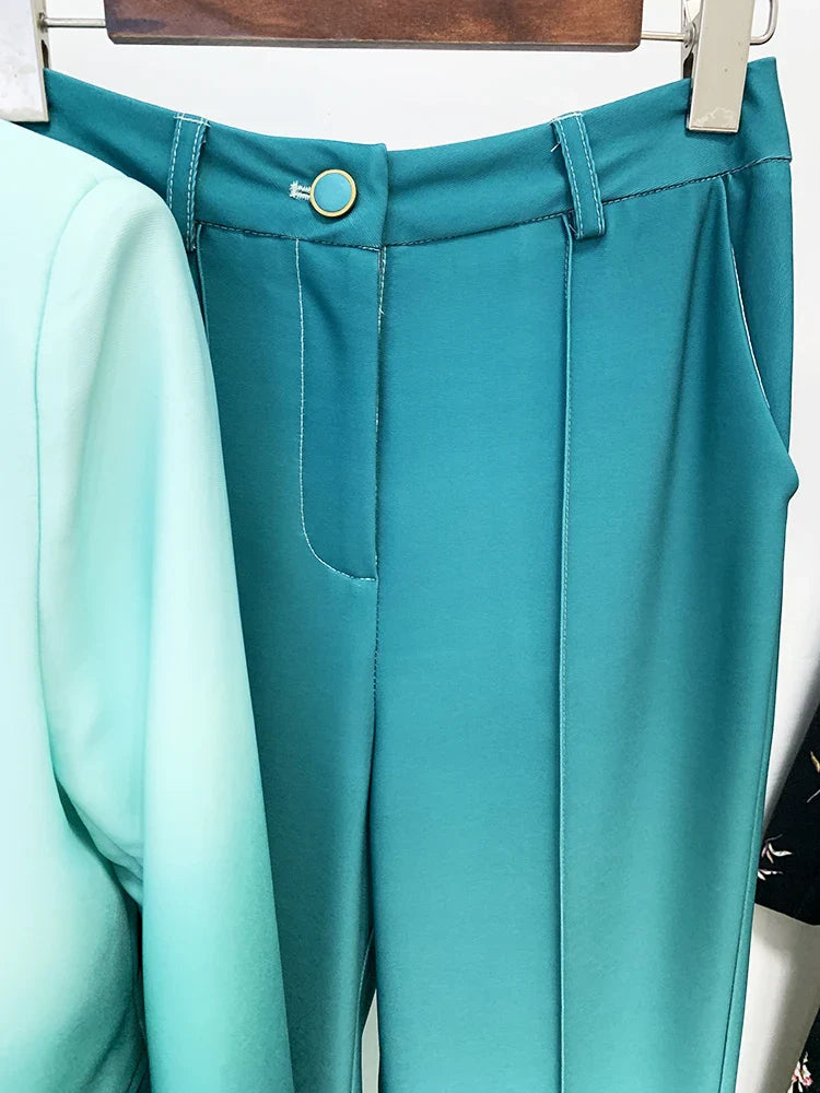 Gradient Single Button Blazer Suit
