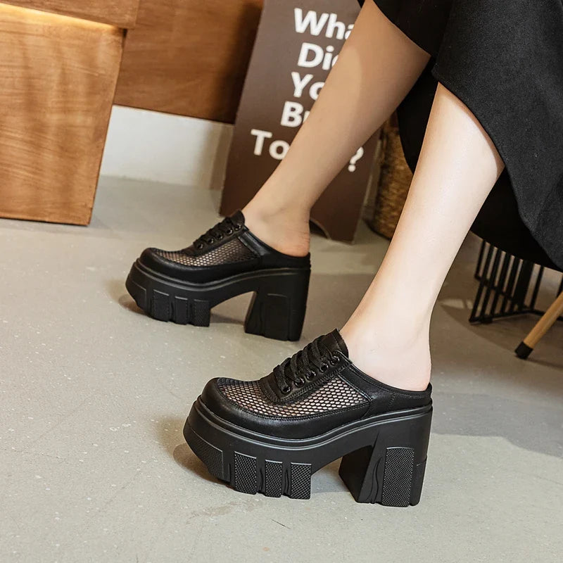 Breathable Mesh Platform High Heels