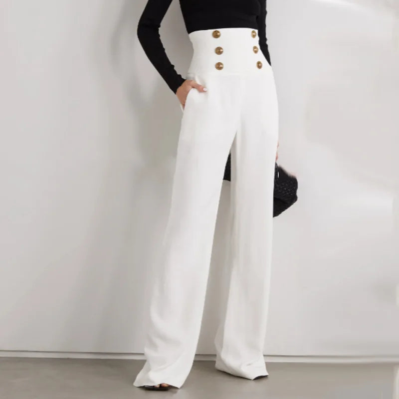 High Waisted Wide-Leg Casual Pants