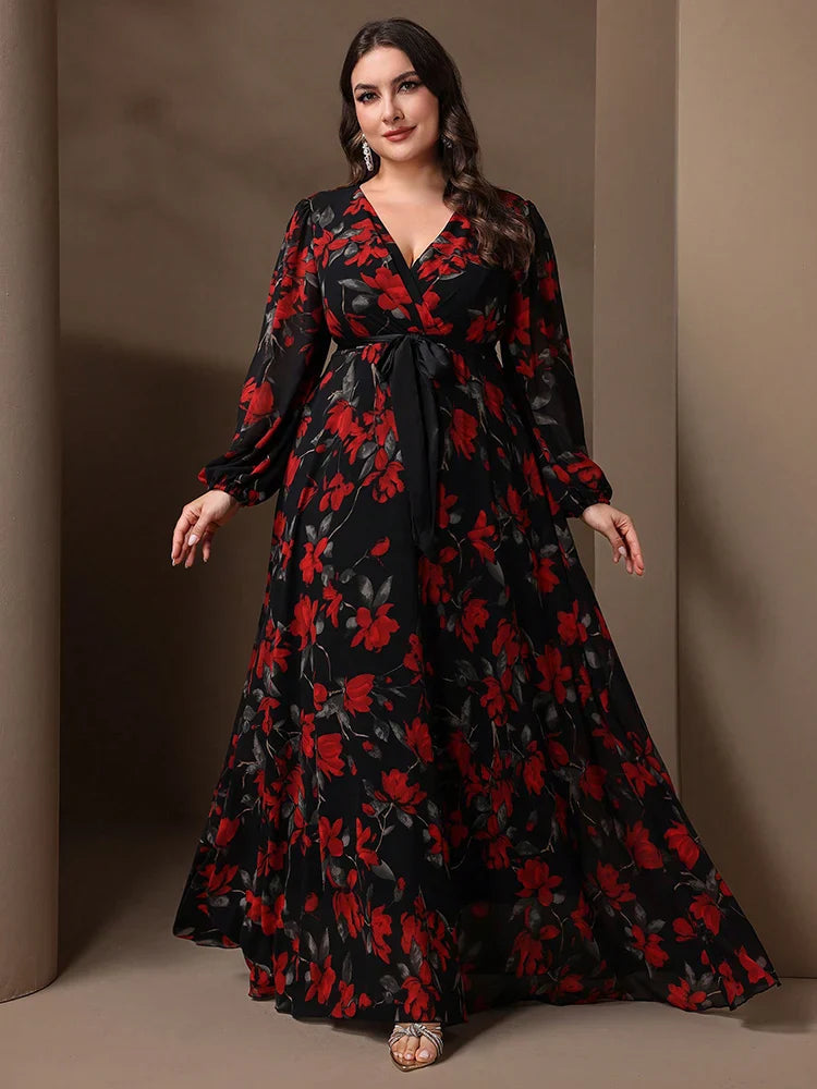 Elegant Flower Print Party Dress