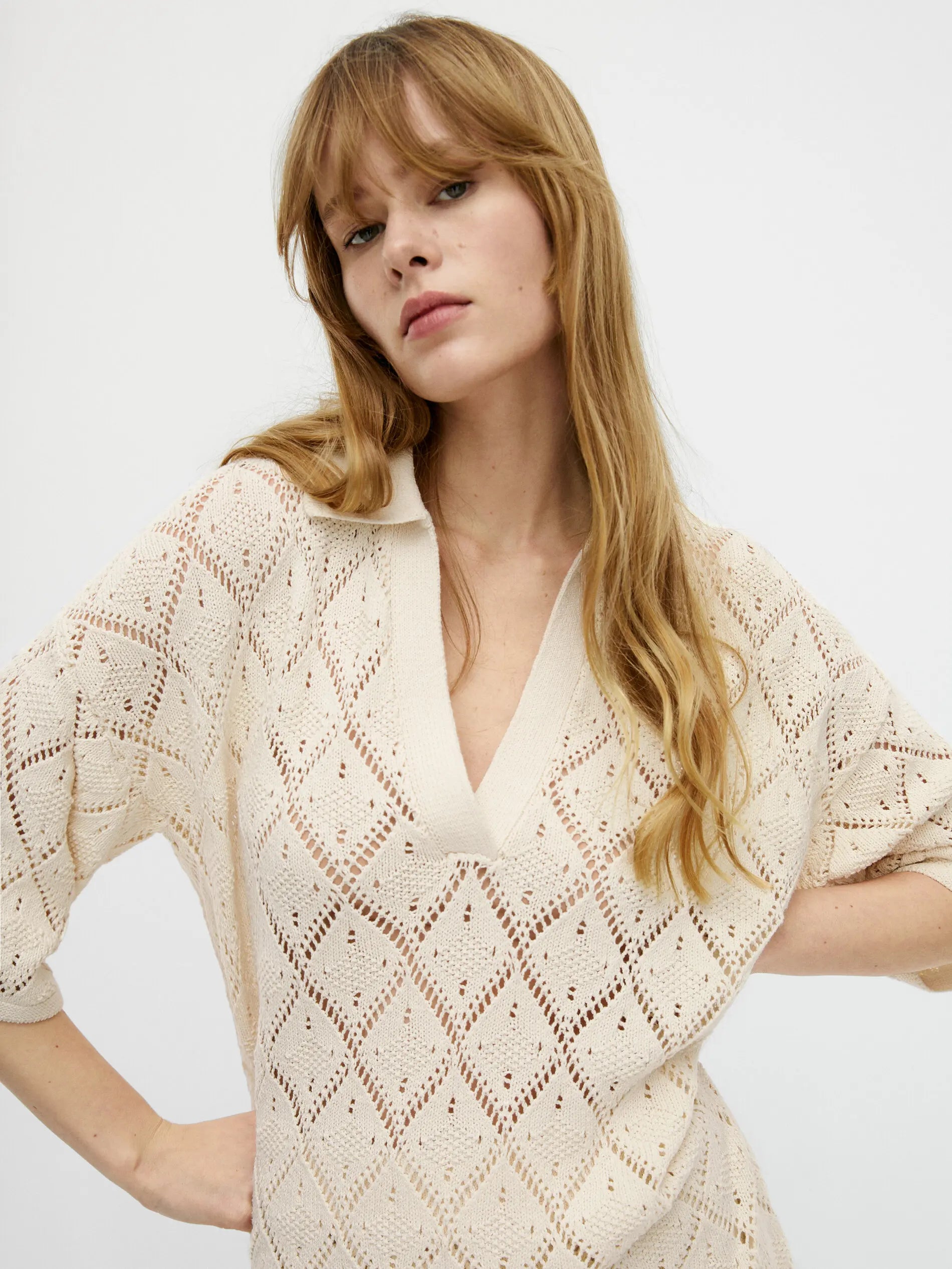 Hollow-out Loose Knit Tops