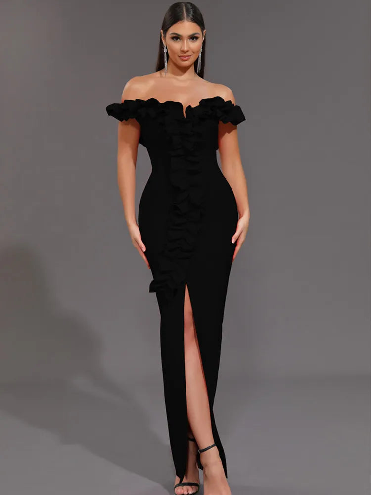 Ruffles Off-Shoulder Party Dress