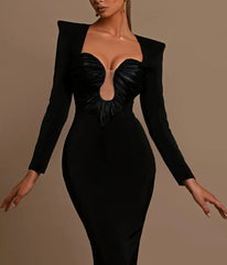 Folds Low Cut Maxi Dress