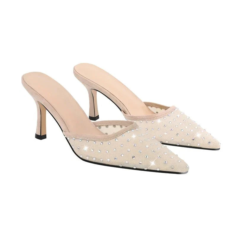 Classic Rhinestone Slip On Sandals