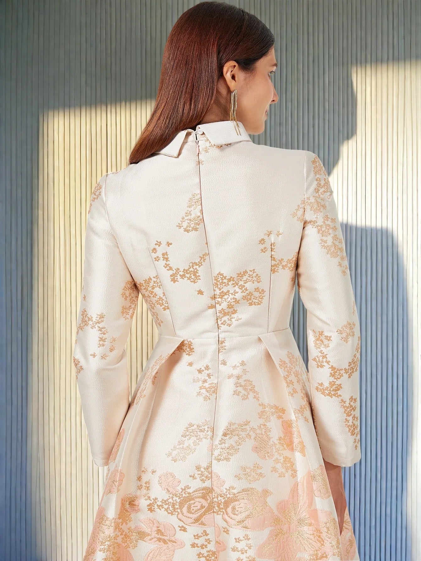 Elegant Floral Lapel Party Dress