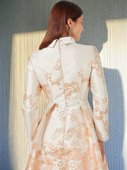 Elegant Floral Lapel Party Dress