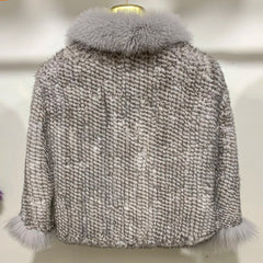 Real Poncho Fur Knitted Shawl