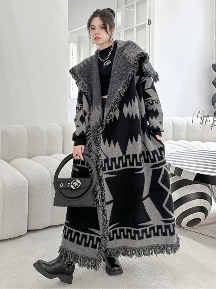 Loose Lapel Women's Long Sleeve Cardigan