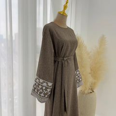 Simple Turkish Embroidered Abaya Dress