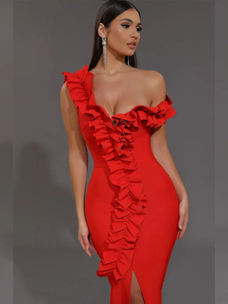 Ruffles Off-Shoulder Party Dress
