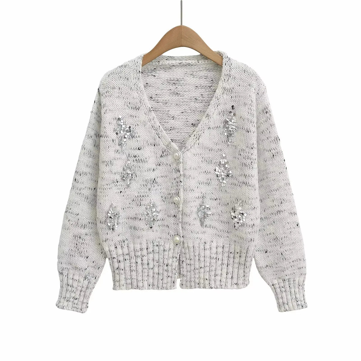 Casual Iny Sequins Open Cardigan