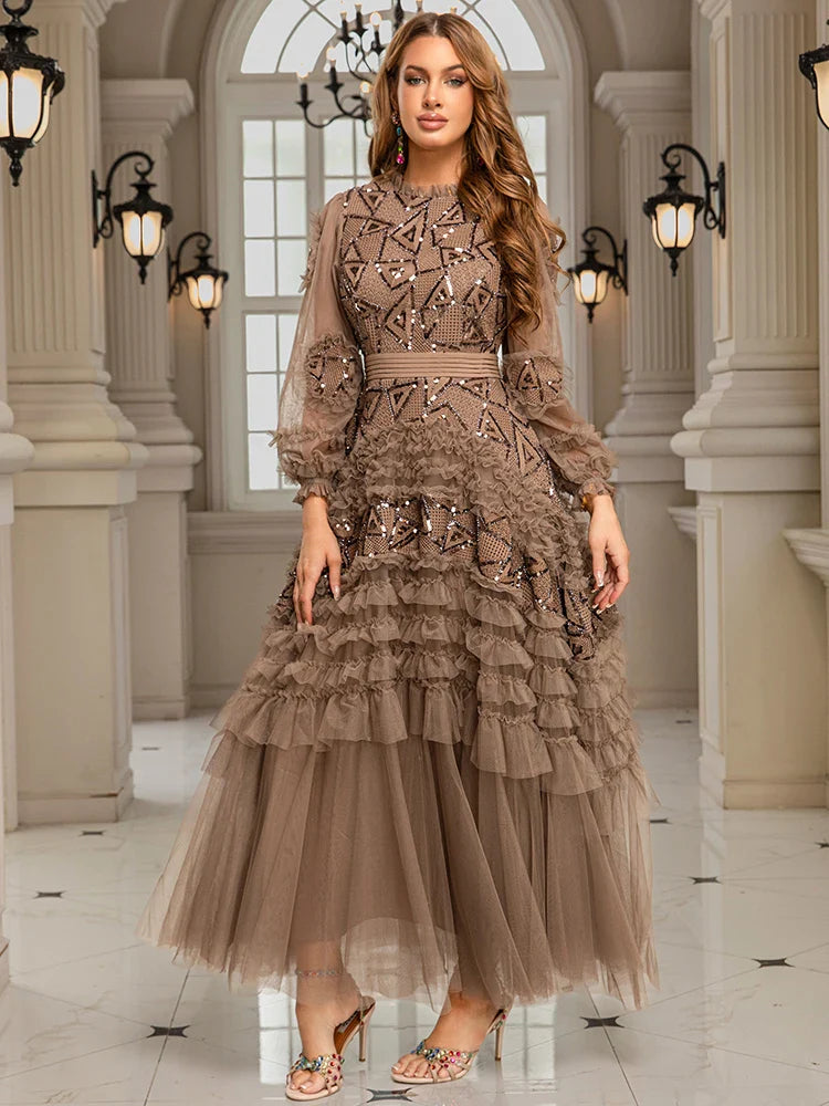 Elegant Round Neck Pendant Dress