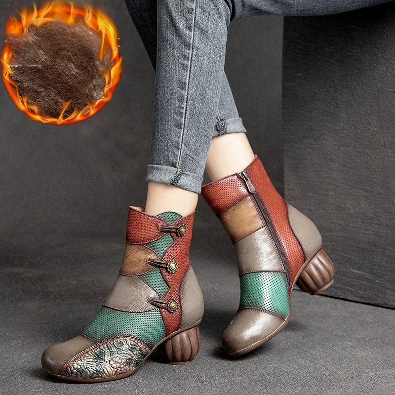 Ethnic Printed Ankle Boots