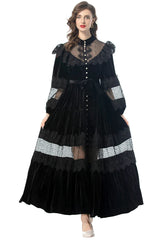 Splicing Hollow Out Midi Dress