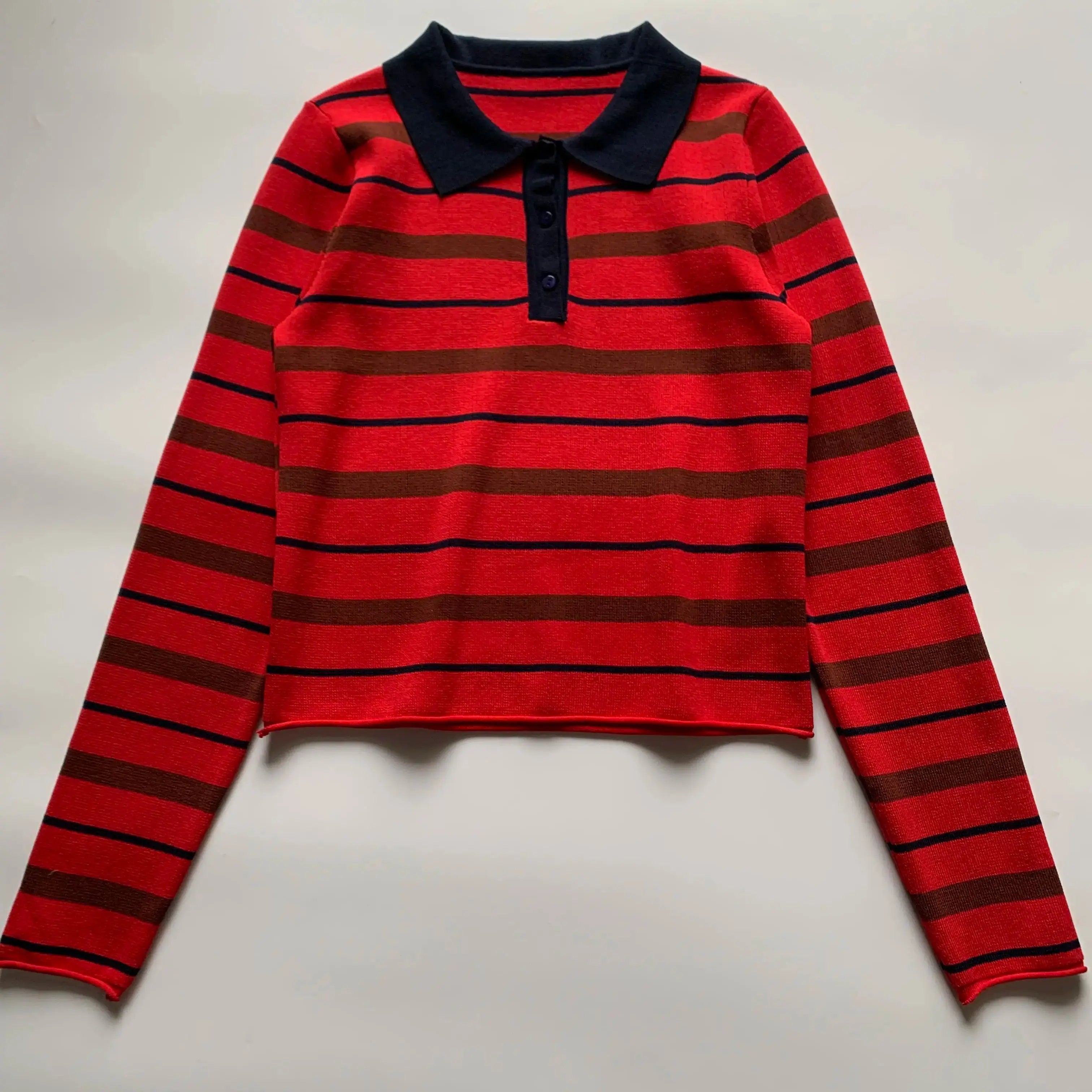 Vintage Striped POLO Neck Sweater