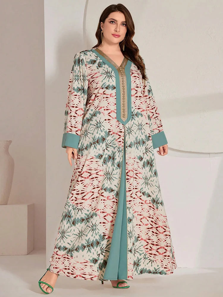 Tie-Dye A-Line Plus Size Abaya