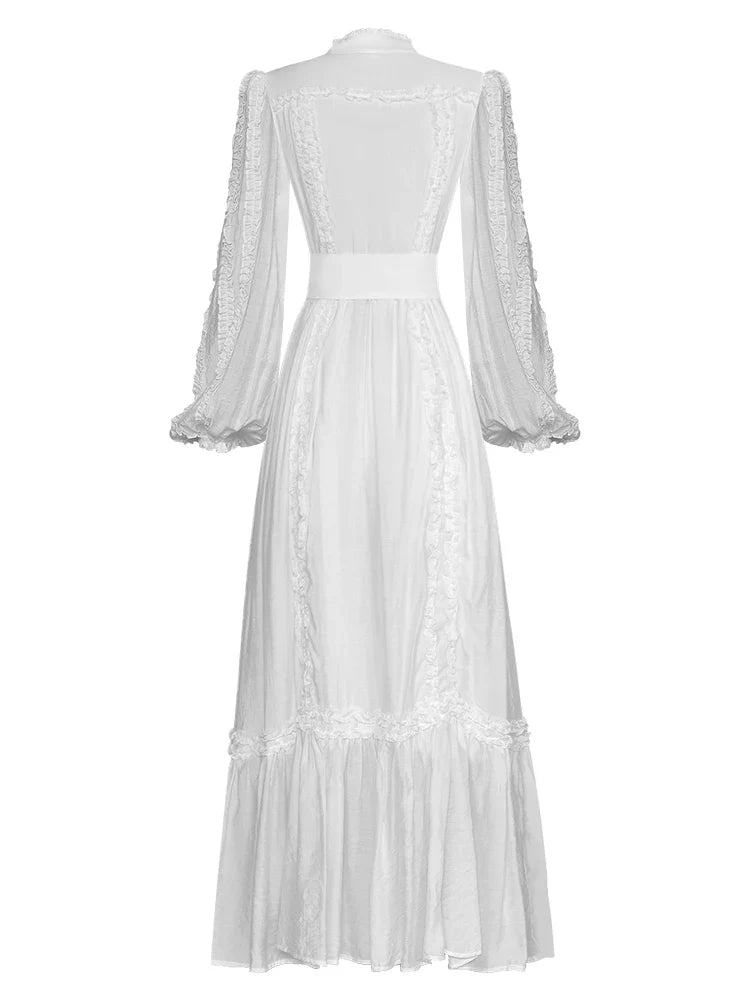 Single Breasted Ruffles Maxi Dress