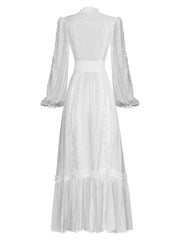 Single Breasted Ruffles Maxi Dress