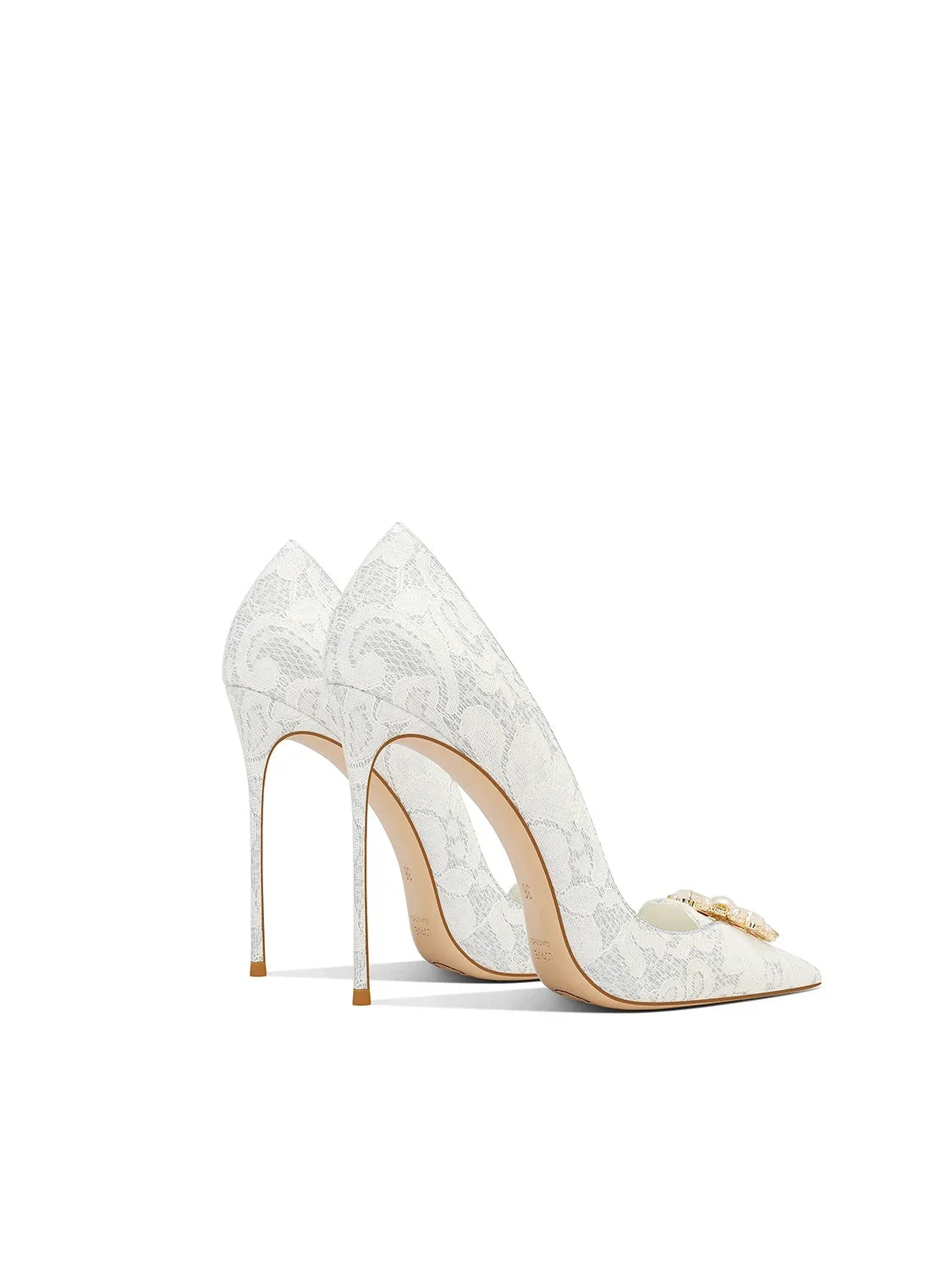 Elegant Lace Bead Flower Stiletto High Heels