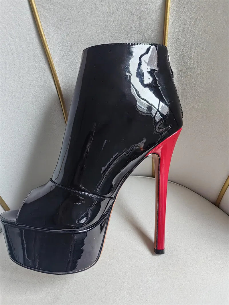 Stunning Peep Toe High Heeled Boots