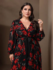 Elegant Flower Print Party Dress