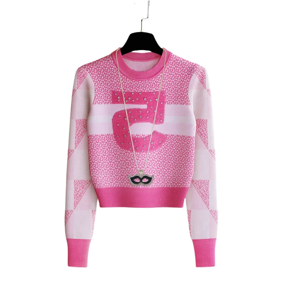 Diamonds Beading Pullover Sweater