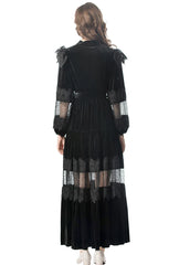 Splicing Hollow Out Midi Dress