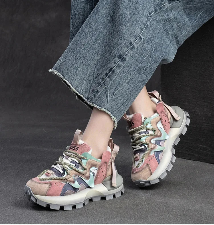 Air Mesh Genuine Leather Chunky Sneaker