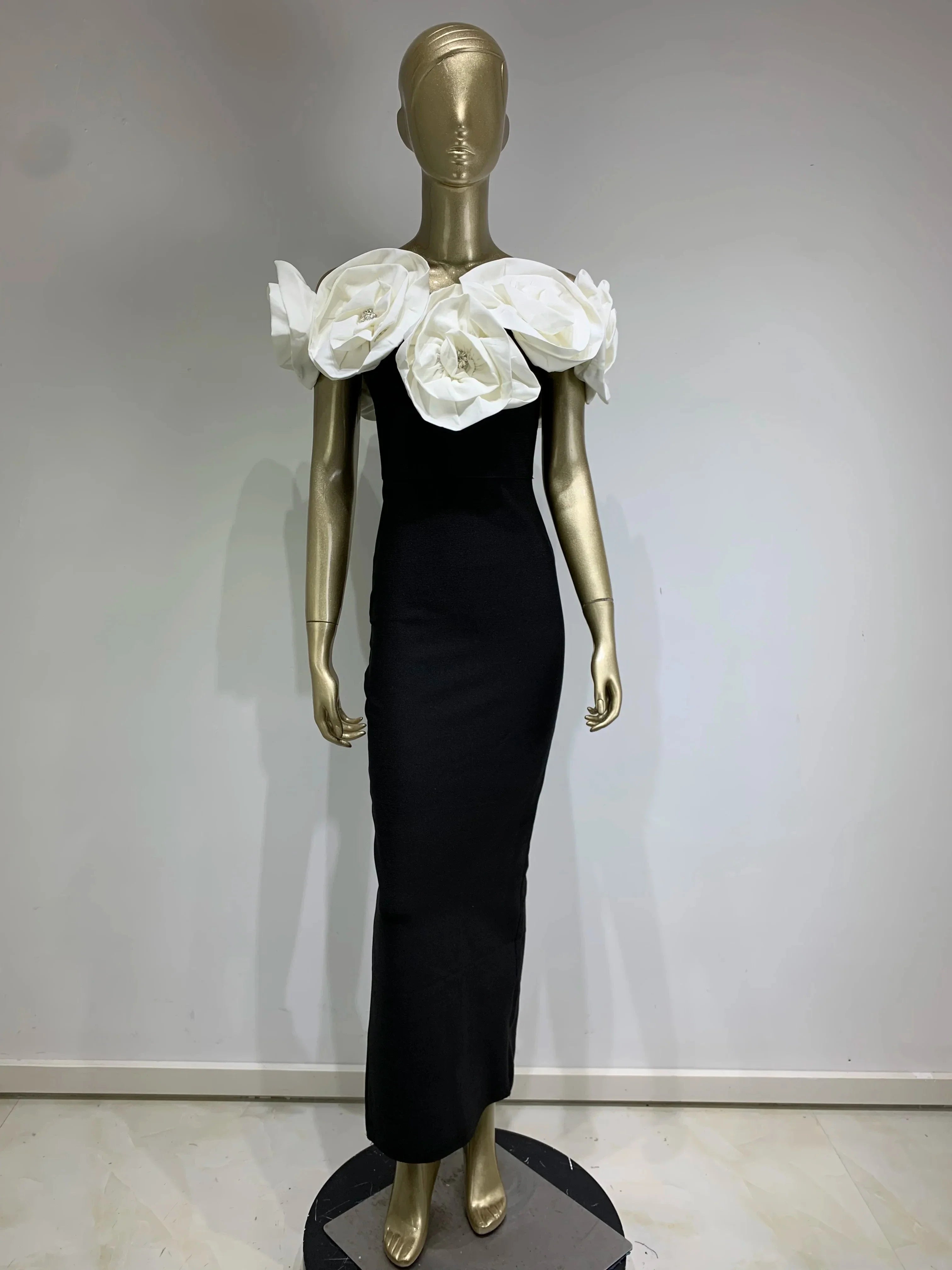 Flower Off-Shoulder Maxi Dress