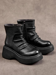 British Moccasins Wedge Ankle Boots