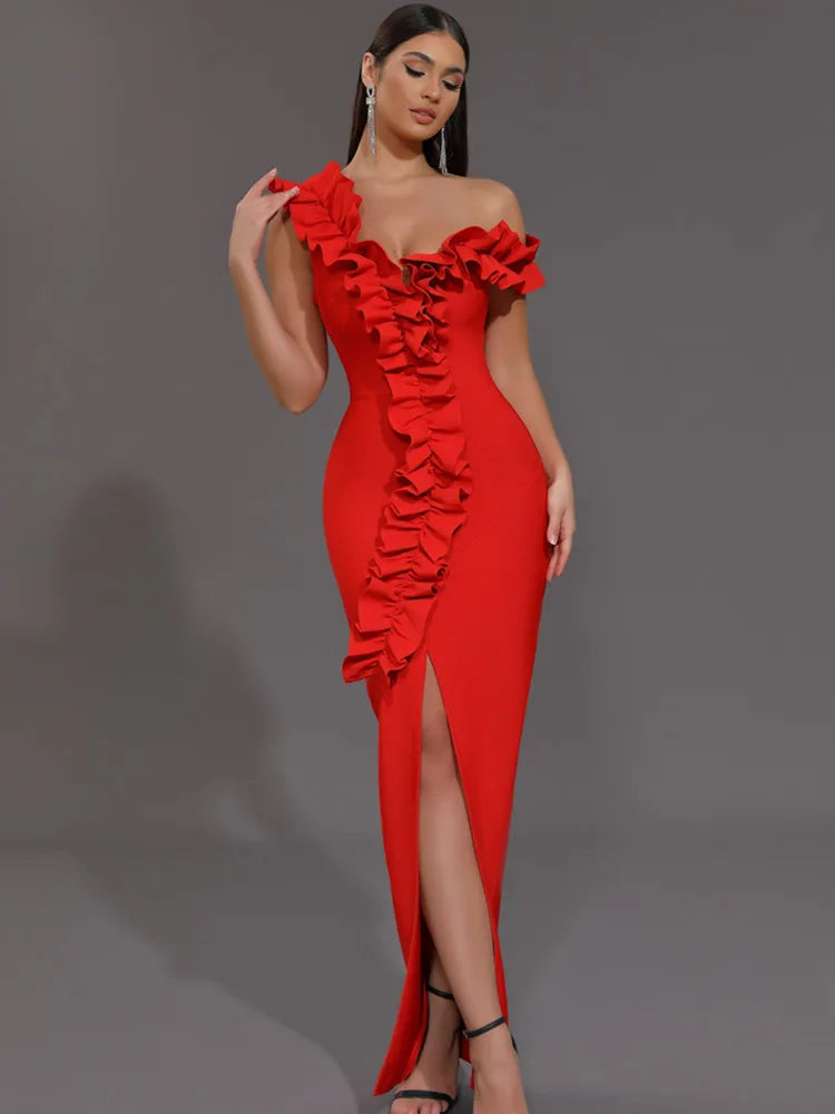 Ruffles Off-Shoulder Party Dress
