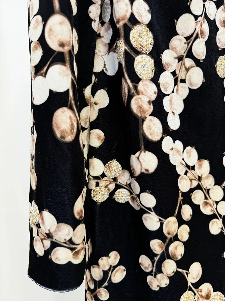 Fruit Printed Mini Velvet Dress