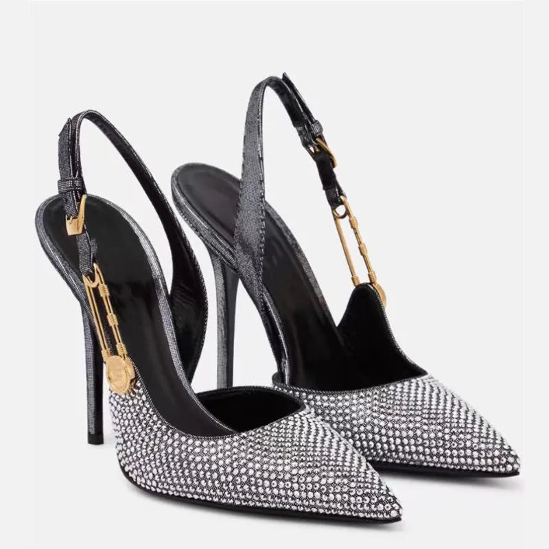 Luxury Rhinestone Buckle Pumps