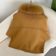 Luxury Fur Collar Knitted Coat
