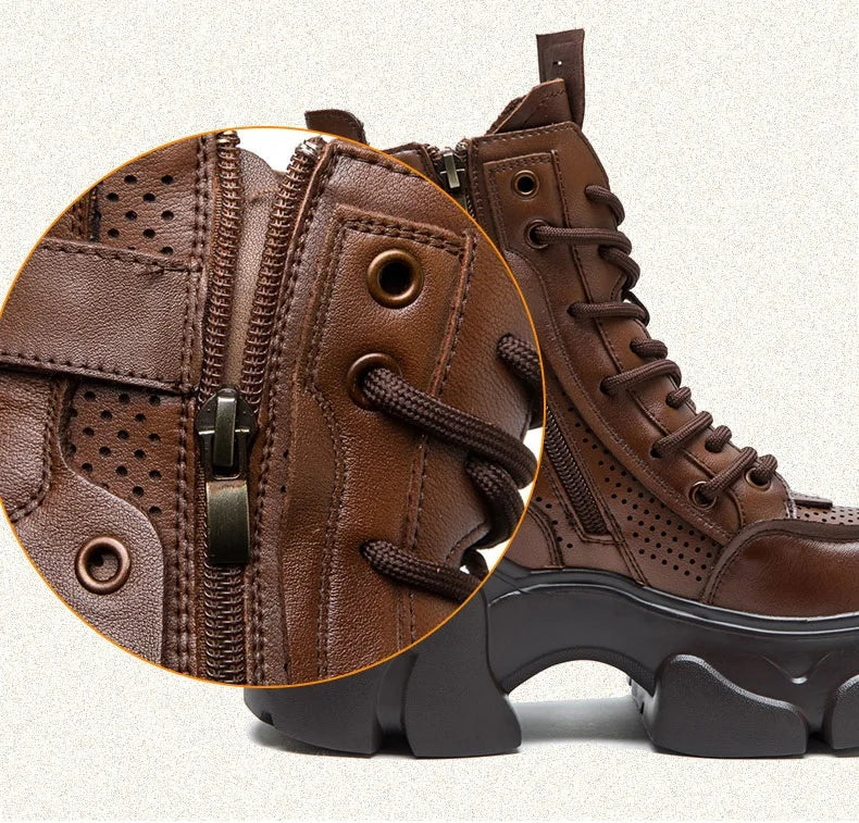 Breathable Thick High Heel Platform Boots