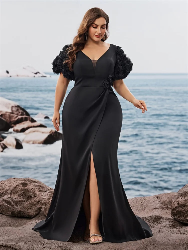 Charming Satin Slit Evening Party Dress