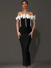 Bow Tie Diamonds Black Maxi Dress