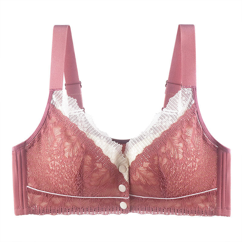 Lace Front Button Adjustable Straps Bra