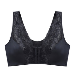 Large size lace push-up breathable ultra-thin front button bra