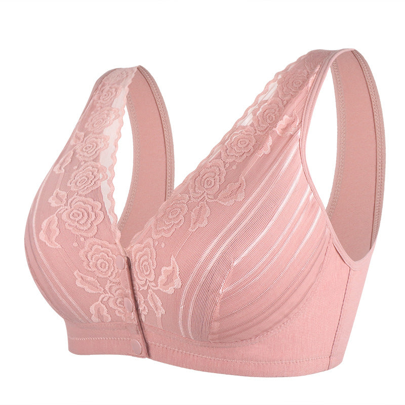 Wide Strap Printed Unwired Front Button Bra