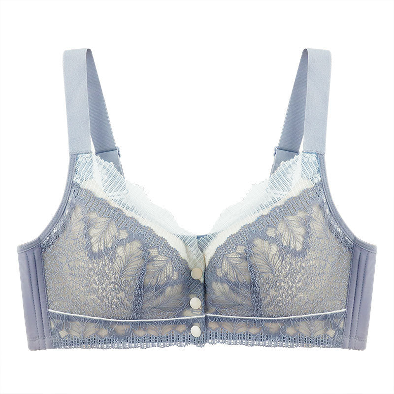 Lace Front Button Adjustable Straps Bra
