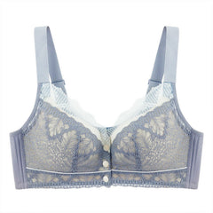 Lace Front Button Adjustable Straps Bra