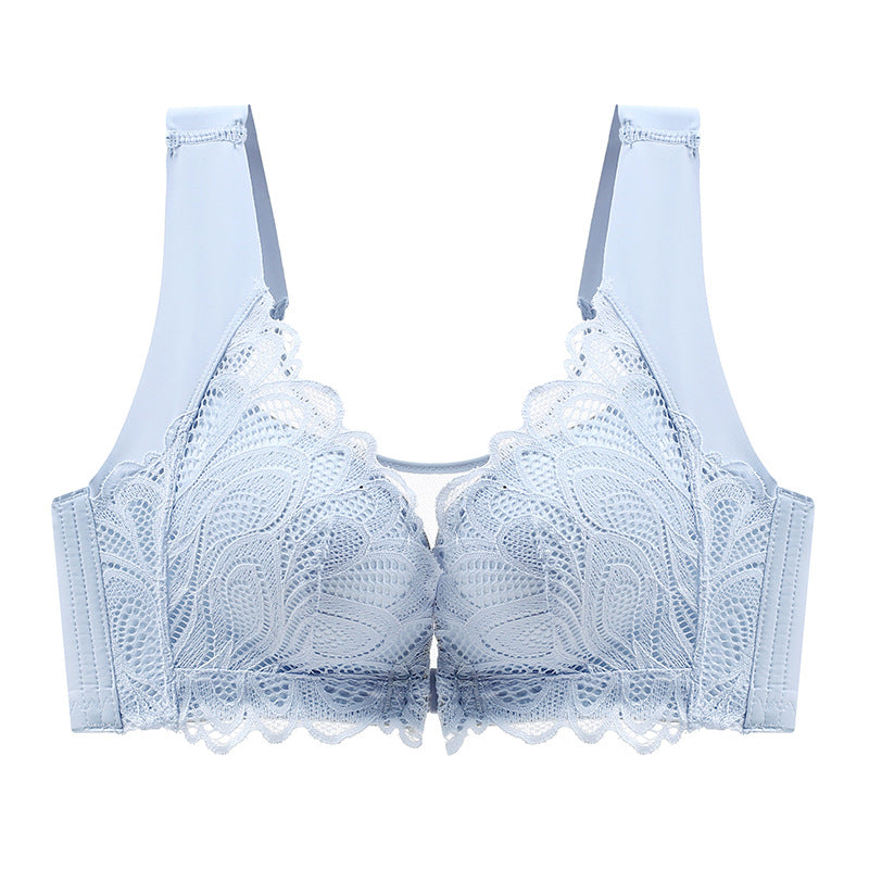 Lace backless seamless front button bra