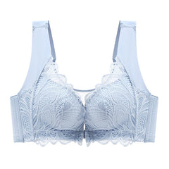 Lace backless seamless front button bra