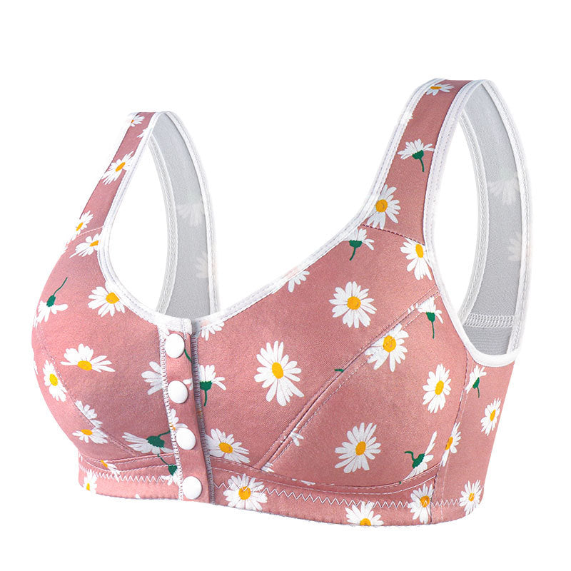 wide shoulder strap front button printed underwear